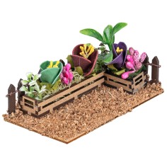 Huerto vallado con flores y plantas variadas cm 12x7x5,5 h 2