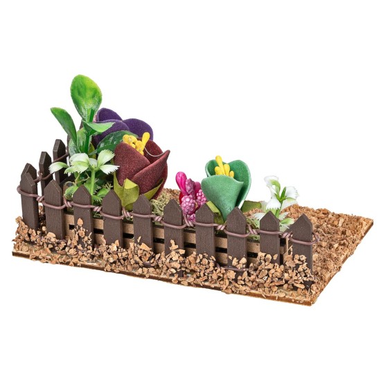 Huerto vallado con flores y plantas variadas cm 12x7x5,5 h