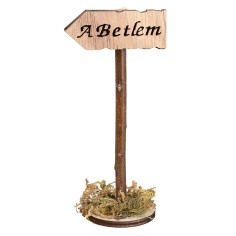 Cartel de madera con inscripción "A Belén" – Altura 11 cm