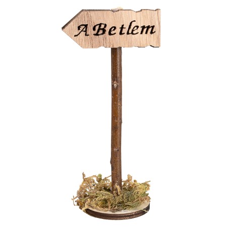 Cartel de madera con inscripción "A Belén" – Altura 11 cm
