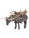 Resin donkey with bundles and sack - height 7 cm for nativity scene
