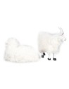 Set of goat and sheep in resin with wool for 15 cm statues