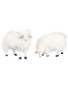 Set 2 pecore in resina con lana per statue di 15 cm