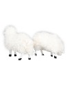 Set 2 pecore in resina con lana per statue di 15 cm