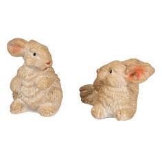 Set 2 conigli assortiti in resina per statuine da 12 a 15 cm