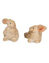 Set de 2 conejos surtidos en resina para figuras de 12 a 15 cm