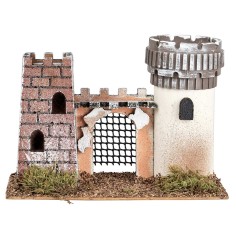 Castello con due torri unite da arco con cancello cm 19x9x13 h