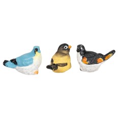 Set of three colored resin birds height 1.5 cm for 2