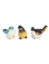 Set di tre uccellini in resina colorata h 1,5 cm