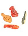 Set of 4 fish and shellfish in assorted colors in resin