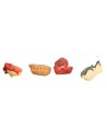 Set of 4 fish and shellfish in assorted colors in resin