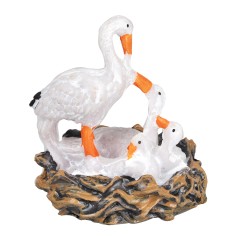Cigno con piccoli nel nido in resina cm 4x3x5 h