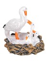 Cigno con piccoli nel nido in resina cm 4x3x5 h