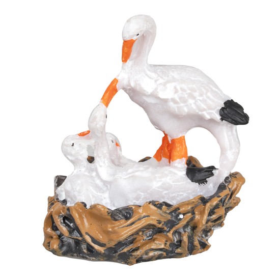 Cigno con piccoli nel nido in resina cm 4x3x5 h