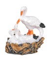 Cigno con piccoli nel nido in resina cm 4x3x5 h