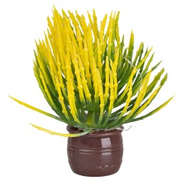 Pianta con foglie e fiori gialli in vaso marrone cm Ø1,5x5 h
