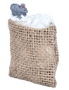 Gray mouse on jute bag – 5x6 cm h for Mondo nativity scene