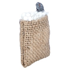 Ratón gris sobre saco de yute - cm 5x6 h para belén Mondo 2