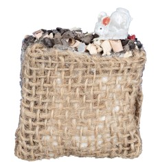 White mouse on jute sack – cm 4.5x5 h for Mondo nativity scene