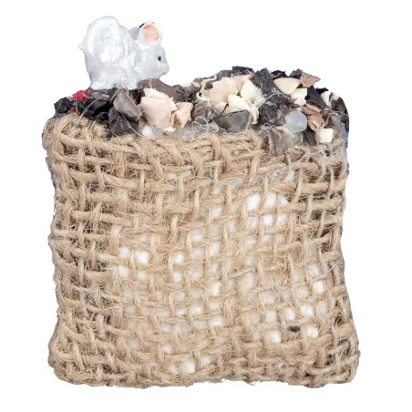 Topolino bianco su sacco di juta – cm 4,5x5 h per presepe Mondo