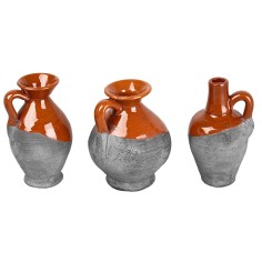 Set of 3 terracotta amphorae height 3 cm for Mondo nativity scene