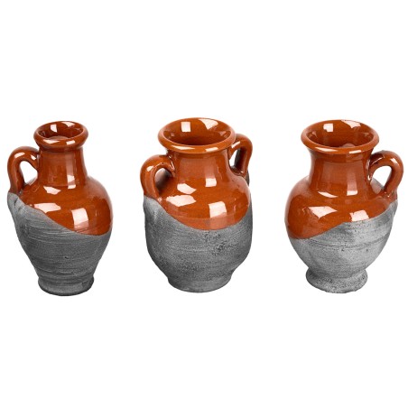 Set of 3 terracotta amphorae height 3 cm for nativity scene World