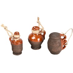 Conjunto de 3 ánforas de terracota con cuerda cm 3,5-4,5-4,5 h 2