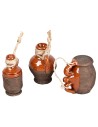 Set di 3 anfore in terracotta con corda cm 3,5-4,5-4,5 h