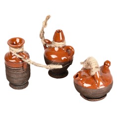 Set di 3 anfore in terracotta con corda cm 3,5-4,5-4,5 h 2