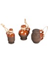 Set di 3 anfore in terracotta con corda cm 3,4-2,3-3,7 h