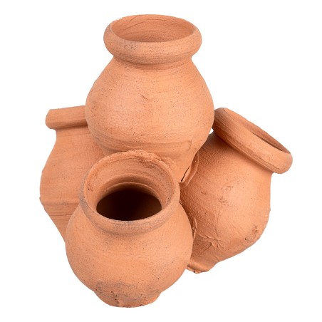 Bloque de 4 ánforas de terracota altura máxima 6 cm
