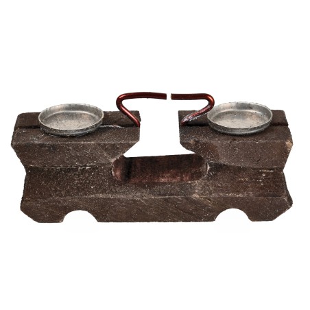 Balanza de madera con platillos de metal, cm 5x1,5x2,4 h para