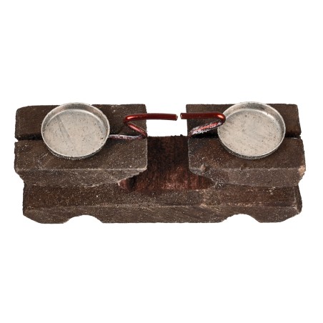 Bilancia in legno con piattini in metallo, cm 5x1,5x2,4 h per