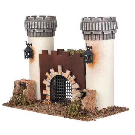 Castle with battlemented towers and gate cm 23.5x12x18.5 h
