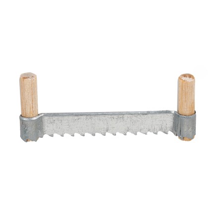 Saw with double wooden handles and serrated metal blade cm