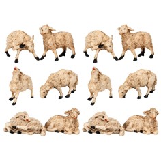Set 12 pecore pvc per statue 8 cm per presepe Mondo Presepi