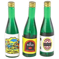 Conjunto de 3 botellas verdes con etiqueta de 3,6 cm de altura