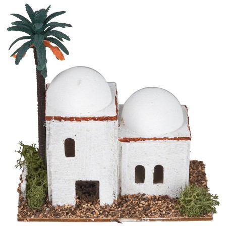 Arab house with dome and side palm cm 12x7x12 h for nativity scene