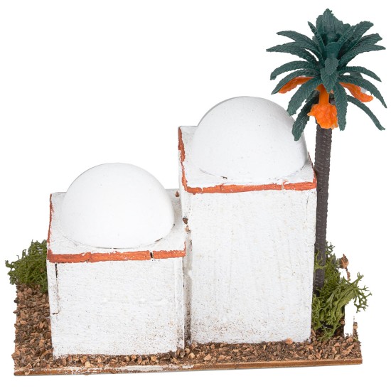 Arab house with dome and side palm cm 12x7x12 h for nativity scene
