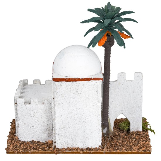 Casa árabe con palma cm 12x7x12 h para belén Mundo Pesebres