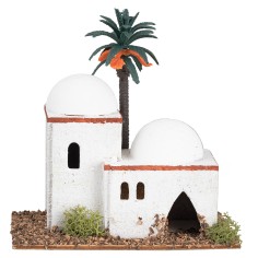 Casa araba da fondale con tetti a cupola e arco d’ingresso cm