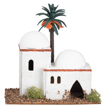 Casa araba da fondale con tetti a cupola e arco d’ingresso cm