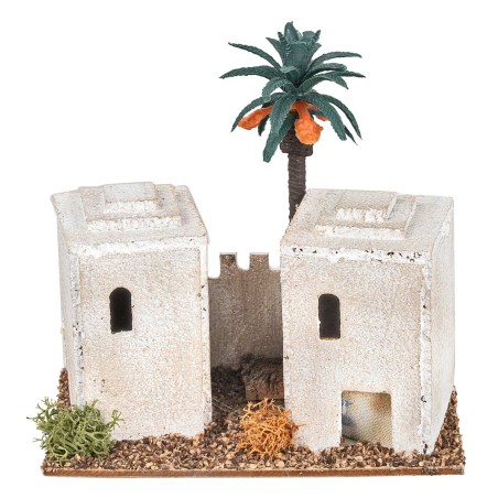 Casa araba da fondale con tetti a cupola e arco d’ingresso cm