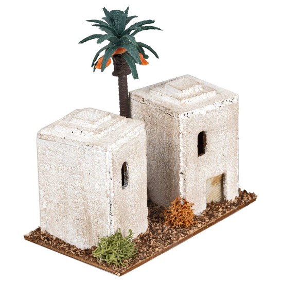 Casa araba da fondale con tetti a cupola e arco d’ingresso cm