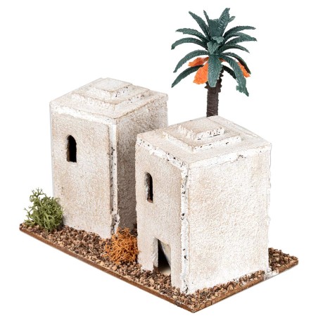 Arab house with background, dome roofs, and entrance arch cm