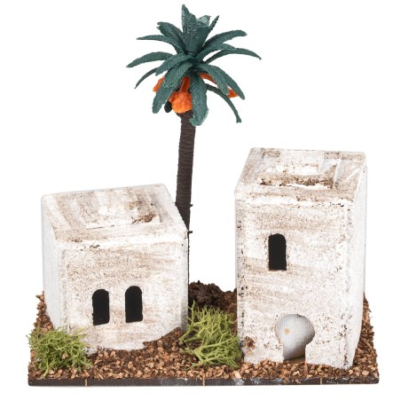 Arab house with tower and palm tree cm 12x7x12 h.