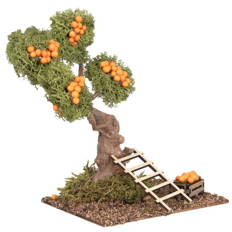 Albero di arance con scala e cassetta cm 13x10x16 h