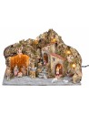 Presepe illuminato con fontana e statuine Landi cm 51x33x32 h