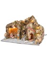 Presepe illuminato con fontana e statuine Landi cm 51x33x32 h