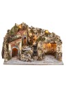 Illuminated nativity scene with cave and waterfall cm 51x33x32 h for